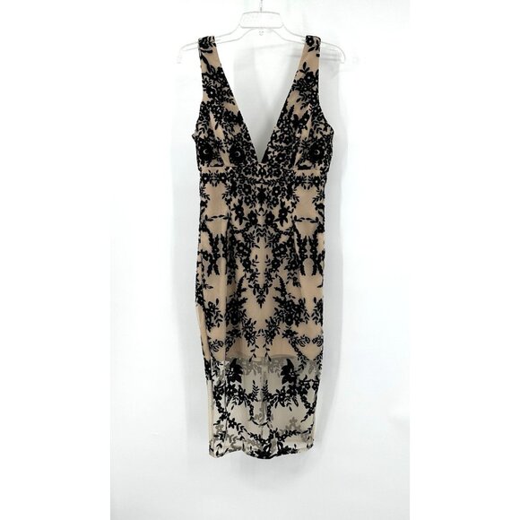 BARDOT dress sheer lace floral pencil wiggle party cocktail nude black SMALL - Picture 2 of 12
